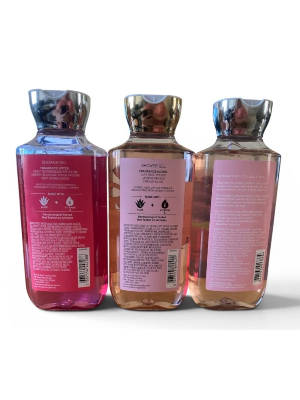 Bath & Body Works Lot of 3 Shower Gels NEW Cherry Blossom, Rose & French Lavende - Picture 2 of 2